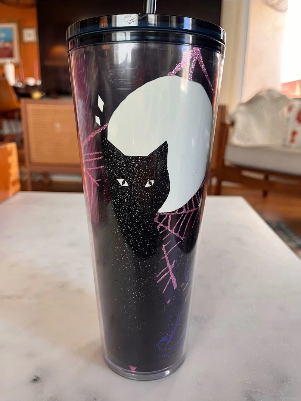Starbucks Halloween Black Cat & Full Moon Venti Cold Cup Tumbler (24 oz)